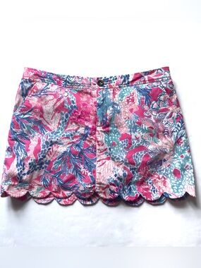 Lilly Pulitzer Colette Skort 10 Pink Blue Pascha Aquadesiac Scalloped Preppy